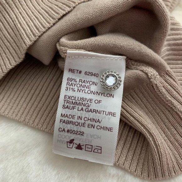 Tradition Women's Cowl Neck Sweater Top 3/4 Length Sleeve Stretch Taupe y2k - Picture 15 of 16